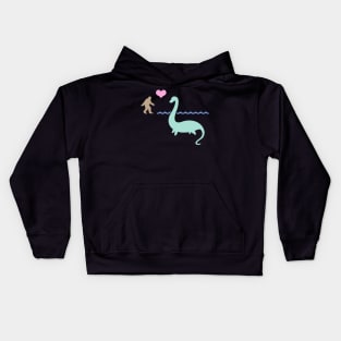 Bigfoot & Loch Ness Monster In Love Kids Hoodie